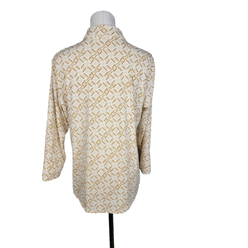 J. McLaughlin Button Down Top Size Large Chain Link 3/4 Sleeve EUC - Picture 4 of 16